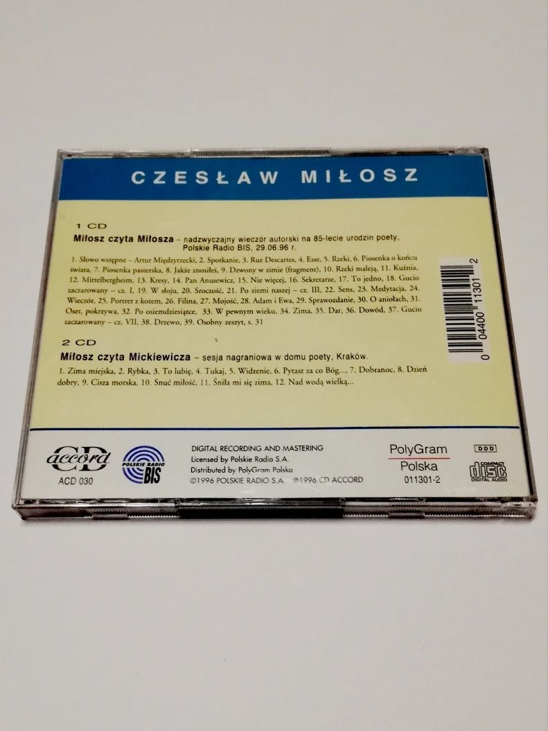 Miłosz czyta Mickiewicza, Miłosz czyta Miłosza - 2 płyty CD