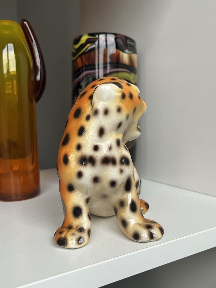 figurka kota lampart pantera ceramiczny kot wlochy lata 80