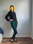 Czarna bluzka z kołnierzykiem, elegancka, Camaieu