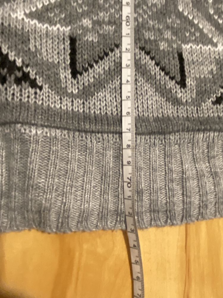 Masau XL męski sweter szary wzorek retro Vintage