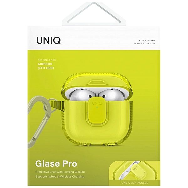 Etui UNIQ Glase Pro do AirPods 4 - żółte