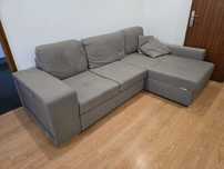 Sófa cama chaise longue cinza