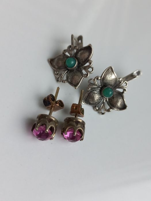 Серьги серебро 875проба звезда