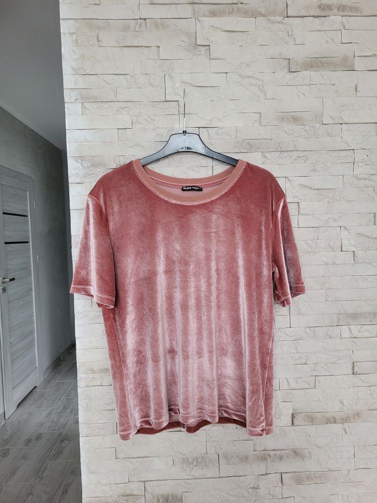 Nowa różowa  welurowa bluzka miękka połyskowa Cropp L/XL