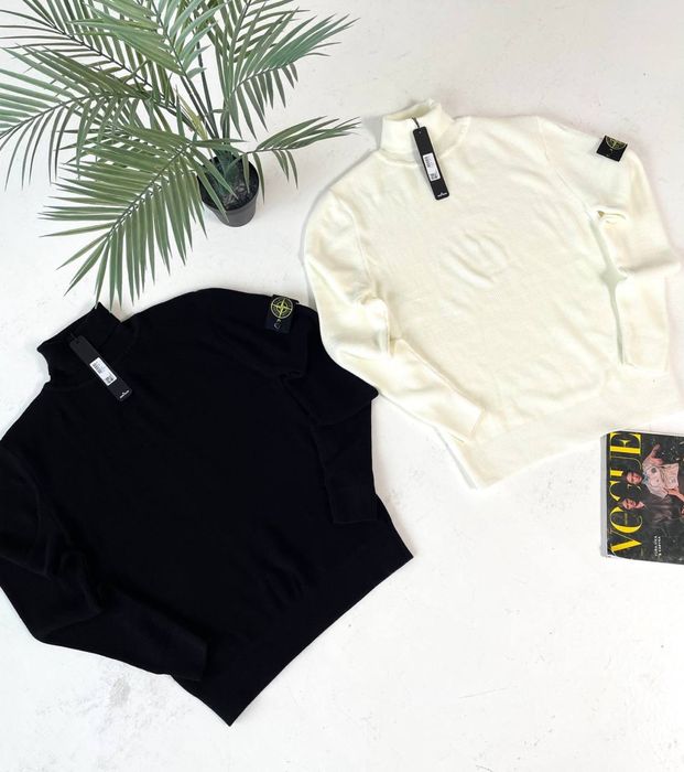 Гольф Stone / светр стон айленд чорний/ біла кофта стонік/ стон ісланд