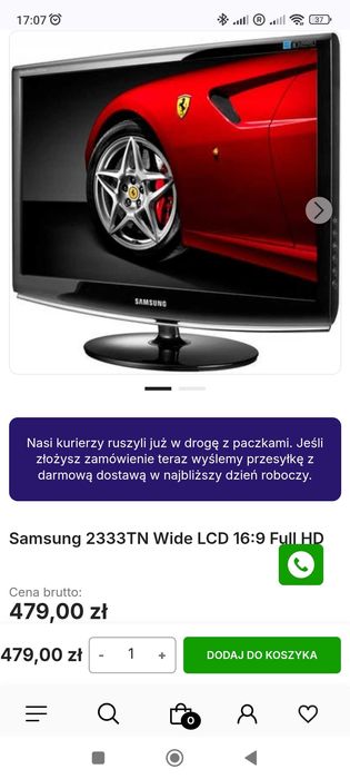 Sprzedam monitor Samsung SyncMaster 2333 full HD