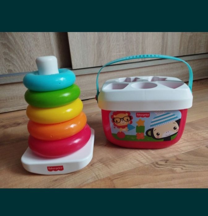 Zestaw klocków , piramida kółka fisher Price, klocki