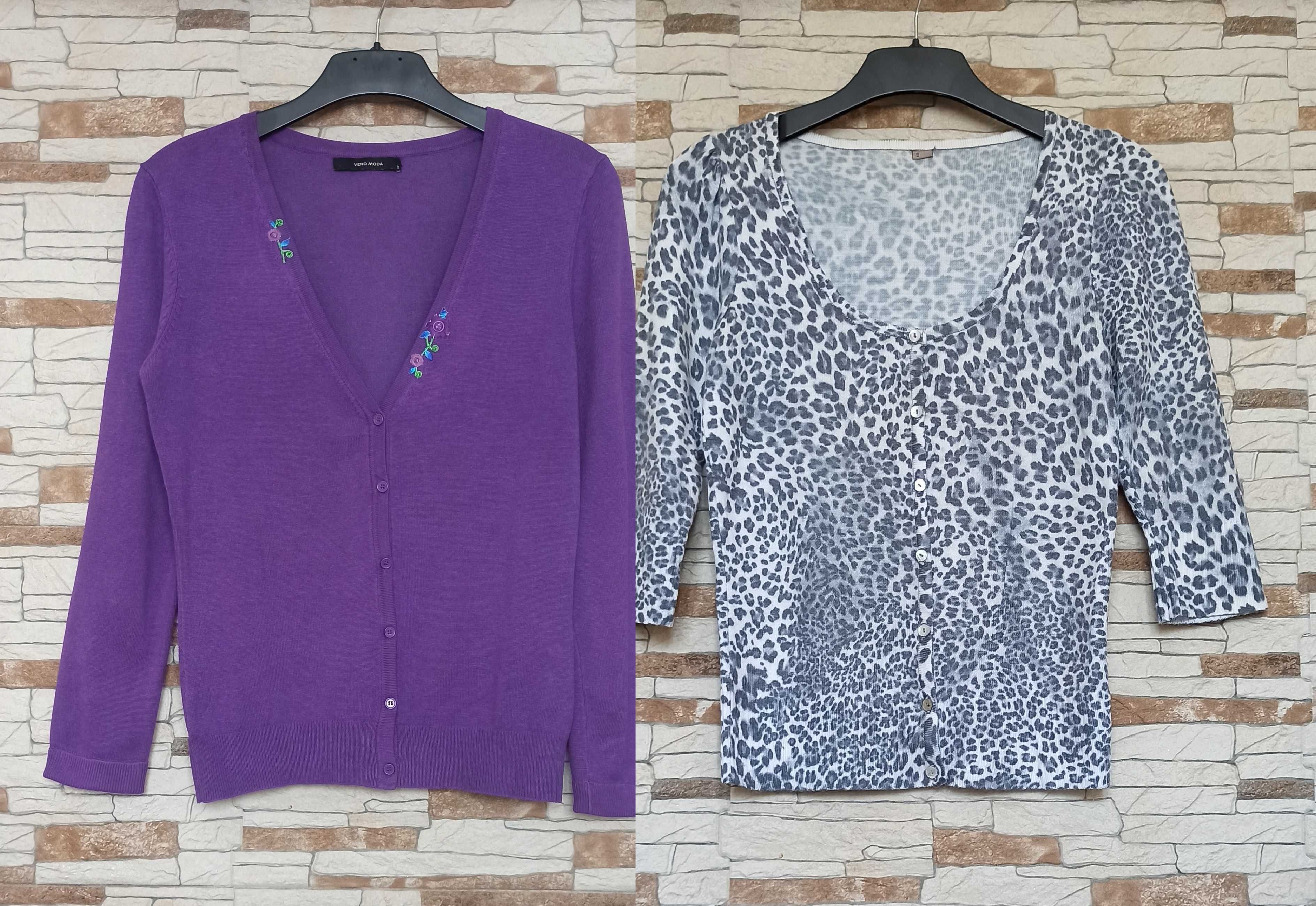 sweter damski kardigan zapinany fiolet lila szary S/M