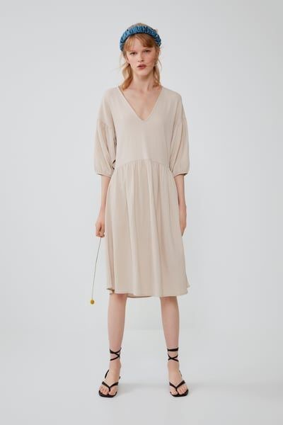 Vestido creme Zara - M