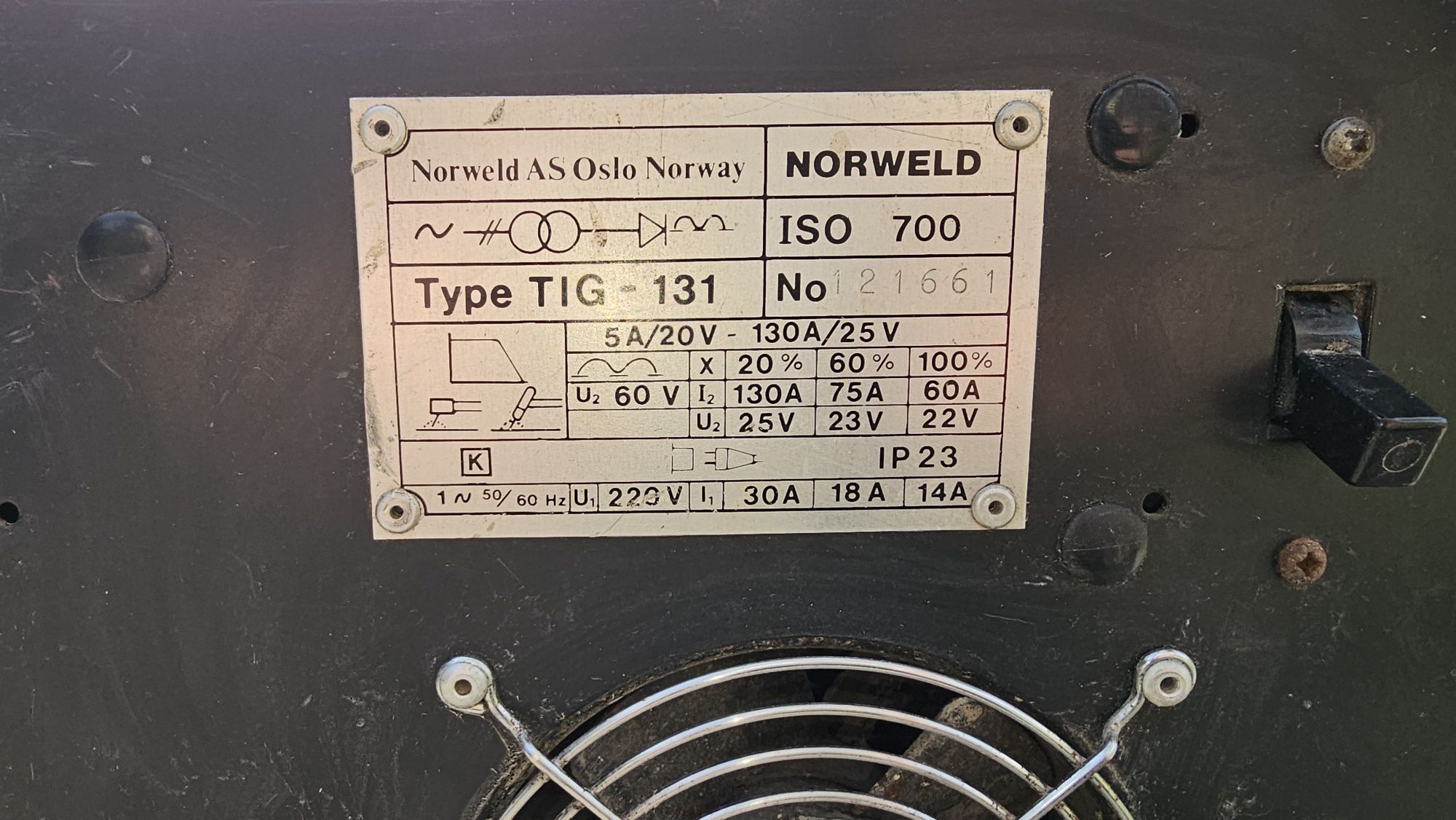 Lincoln Norweld TIG-131 elektrodowa spawarka transformator spawalniczy