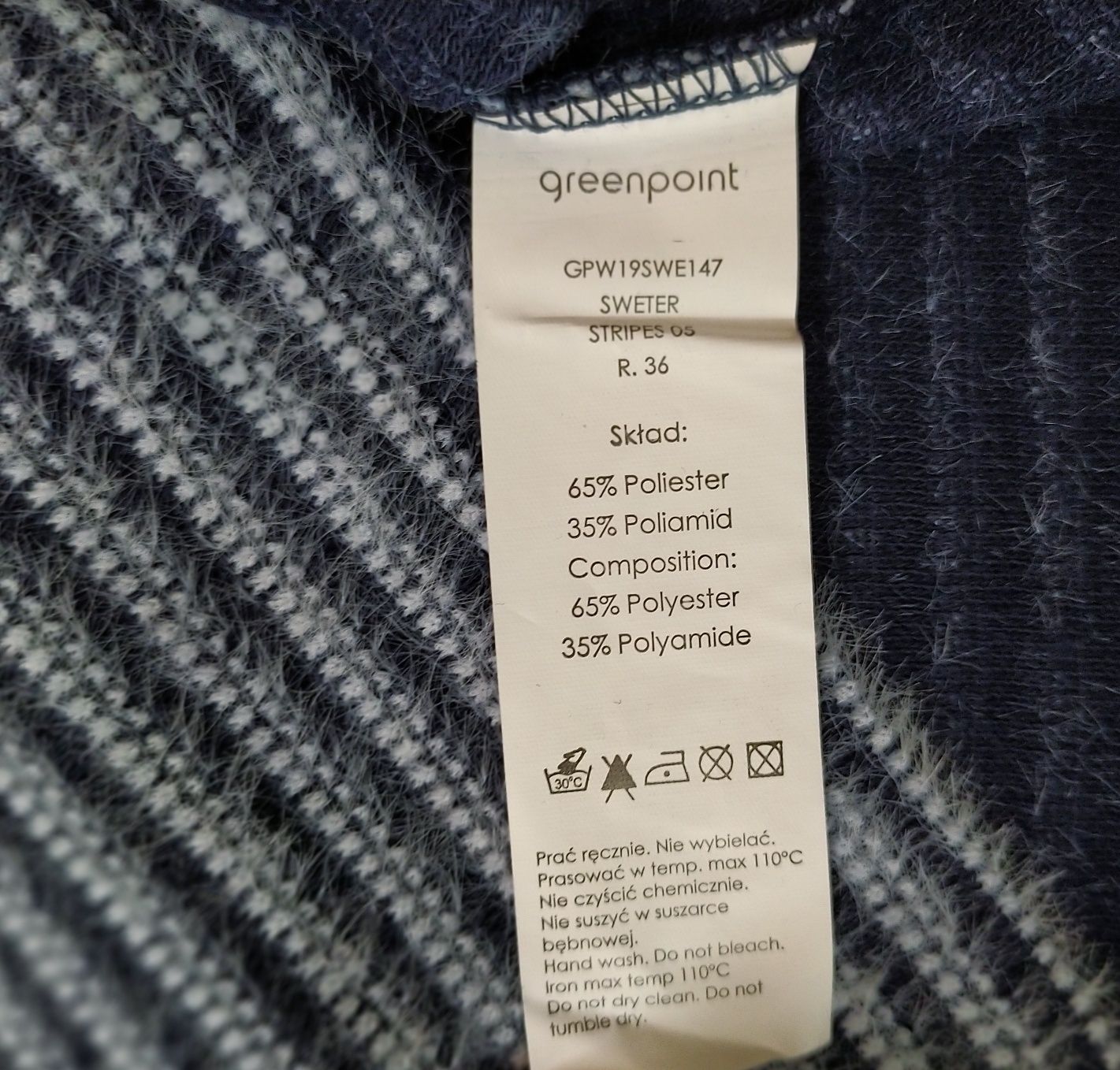 Sweter w paski nowy 36/38 długi rękaw Greenpoint