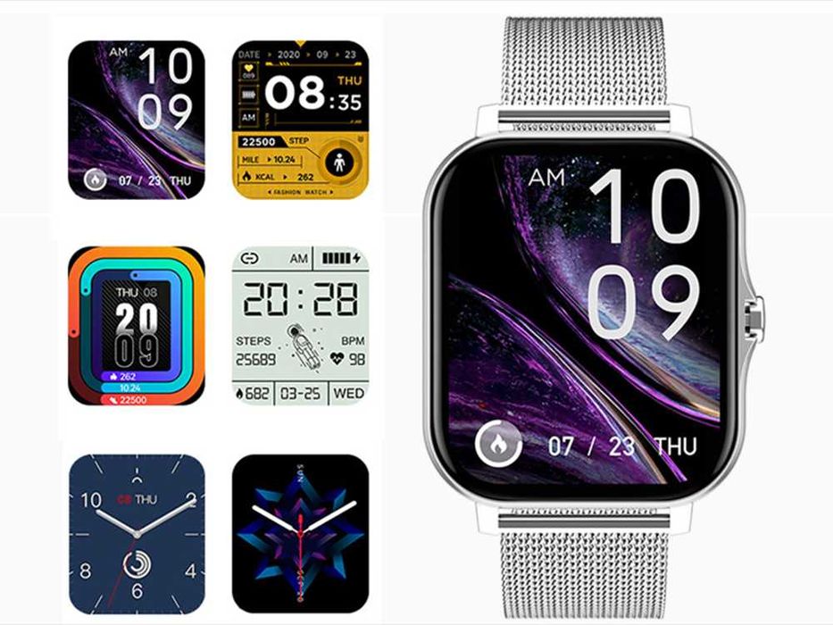 Smartwatch zegarek damski męski gumowy pasek sport rozmowy szary