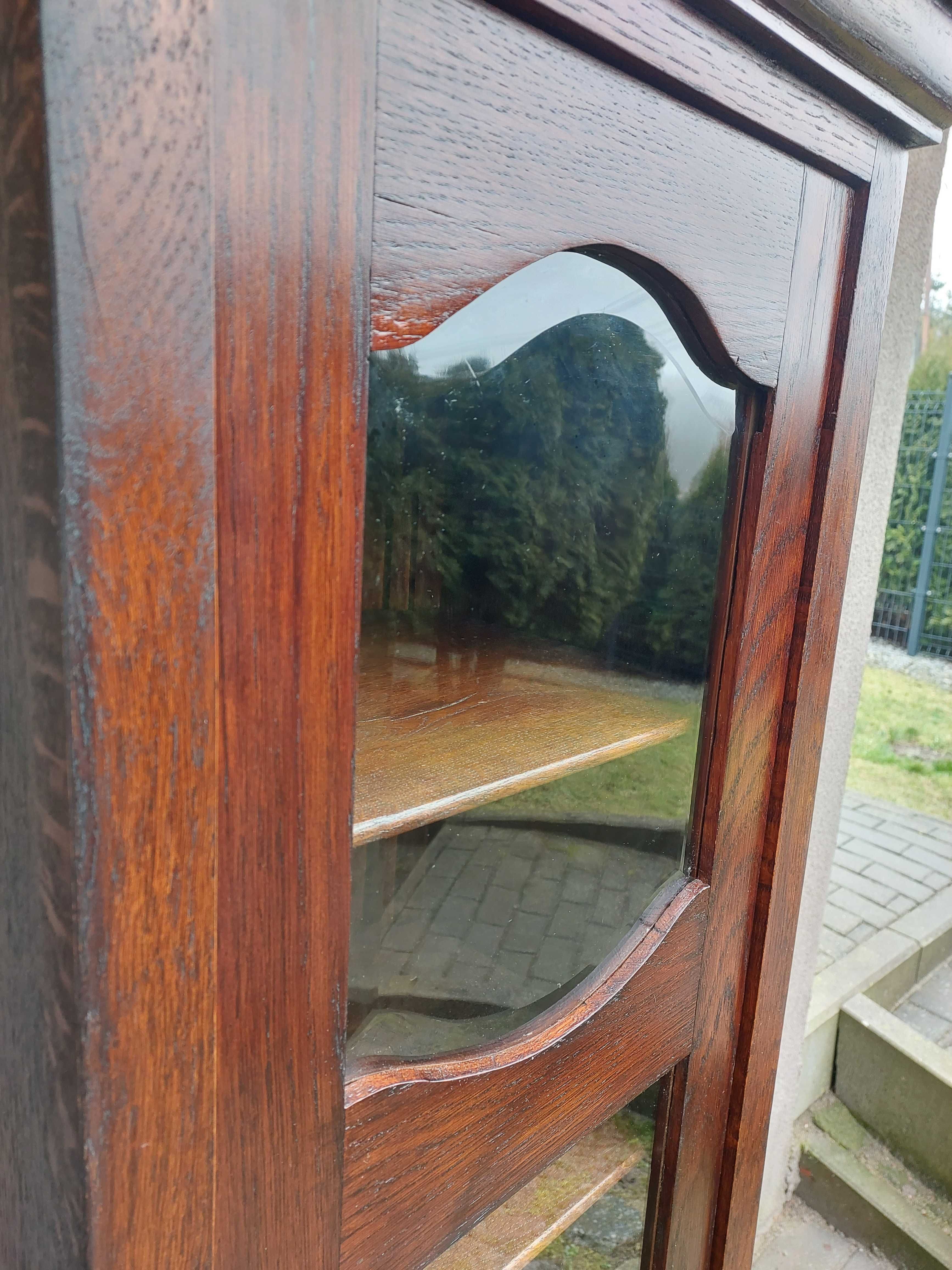 Stary słupek szafka biblioteka witryna dąb ciemna E034