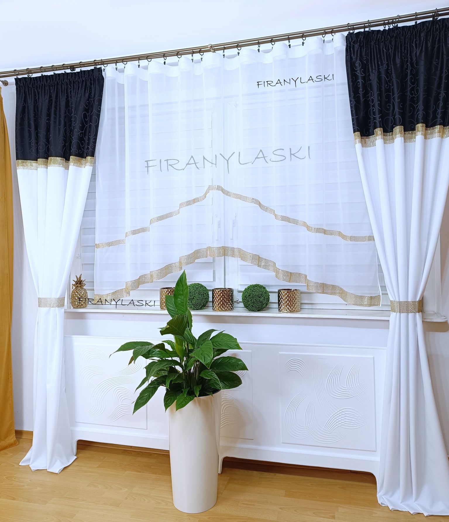Firana 300x150  złote cyrkonie firanki gotowe