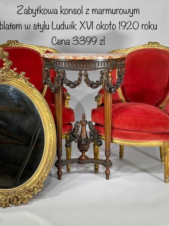 Zabytkowa konsol z marmurowym blatem w stylu Ludwik XVI Francja