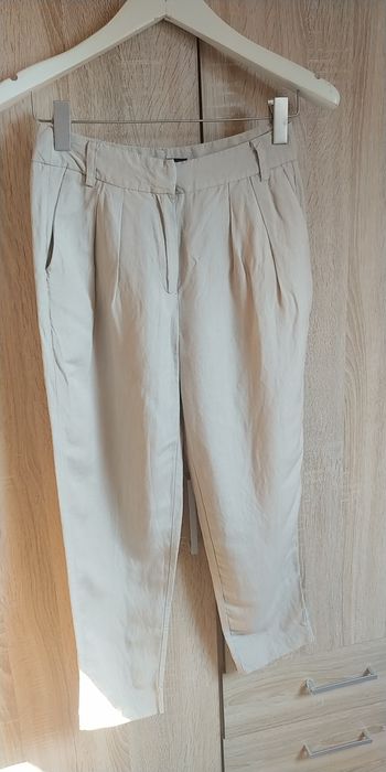 Spodnie len i wiskoza lniane xs 34