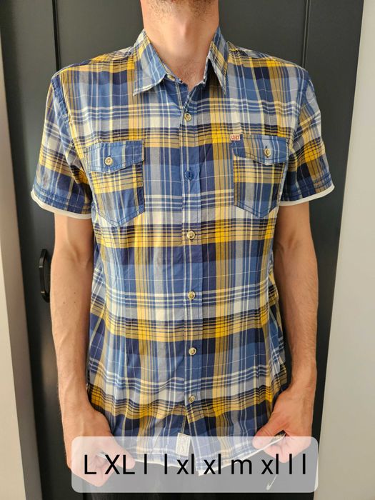 Koszula męska żółto-niebiesko- biała M lub L lub XL scotfree