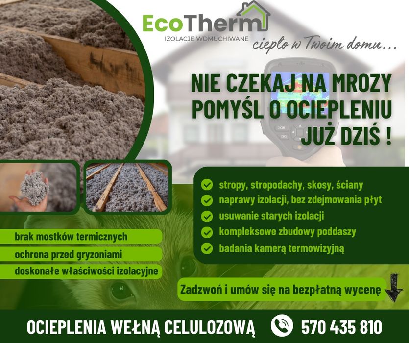 Ocieplenia celuloza, docieplenia poddasza