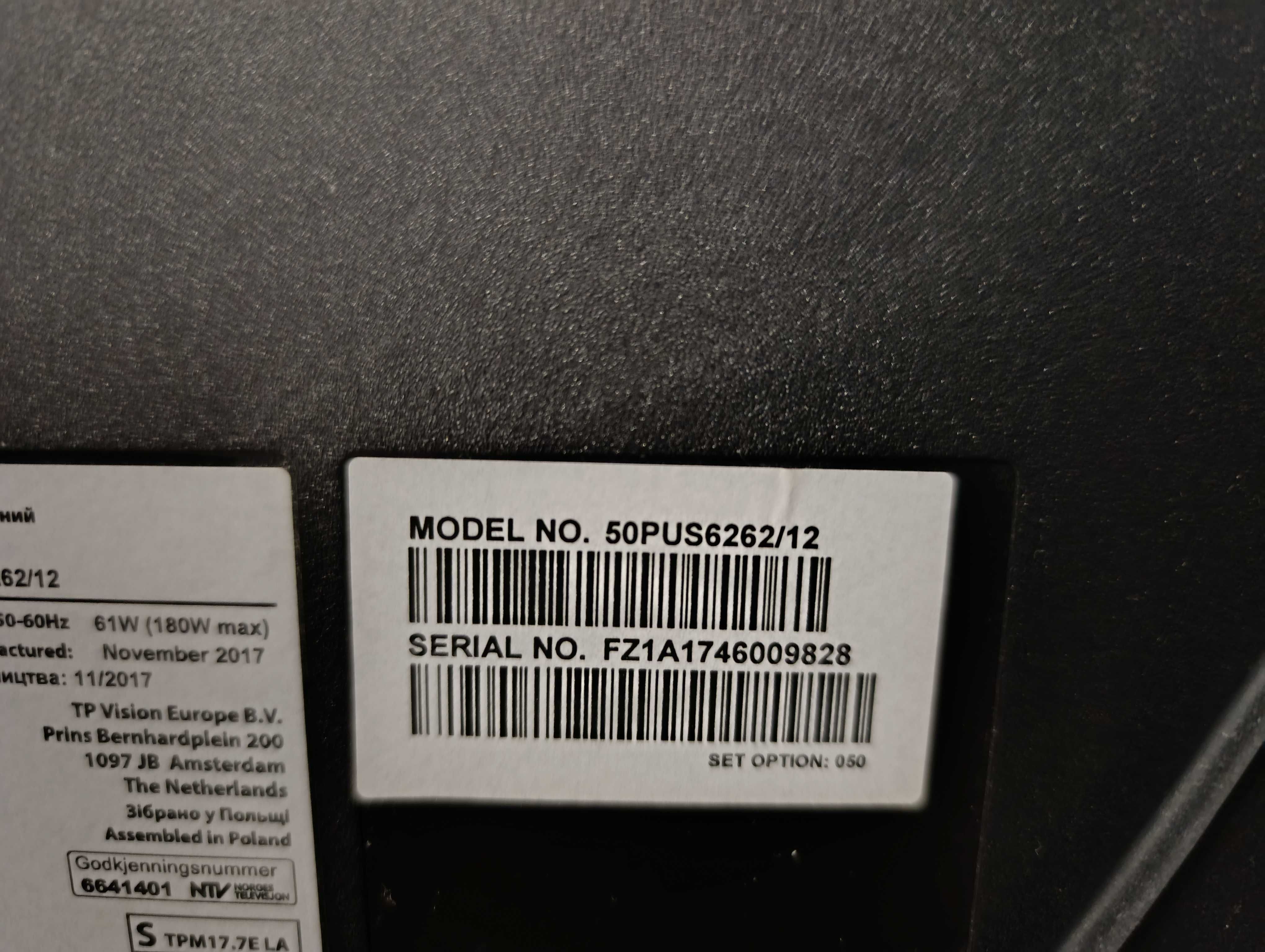TV Panasonic P50PUS6262\12 (Ambilight L+P) LED 4K Pilot Sprawny