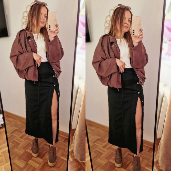 Spódnica midi dżinsowa jeans czarna Varlesca chicaca 36S