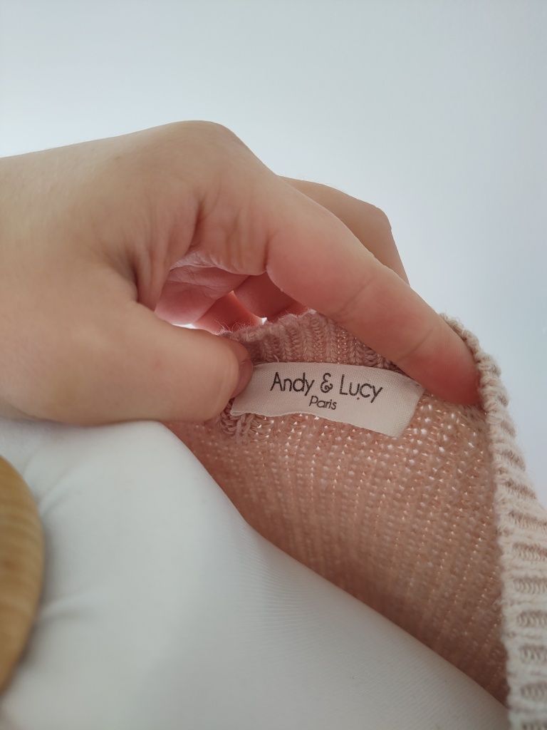 Beżowy sweter 50% bawełna, na codzień, Andy&Lucy Paris rozm S