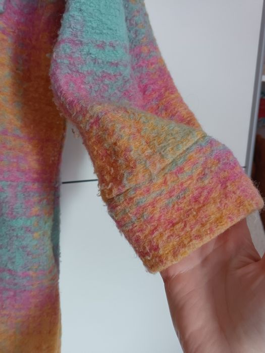 Kurtka koszulowa gruba dluga koszula z wełną na S M L pastelowe kolory