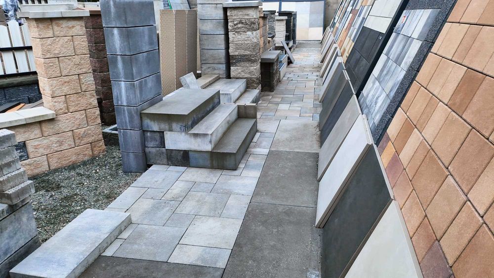 Stół stolik ogrodowy betonowy palisada grill kostka brukowa cegła mur