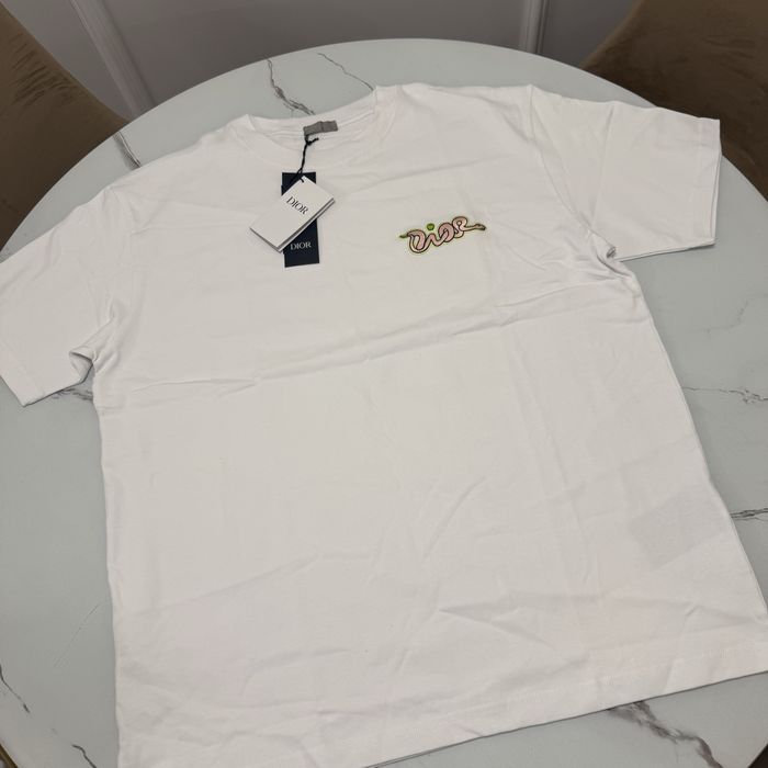 Dior X Kaws Varsity Jacket White Virgin Wool Jersey L t-shirt koszulka