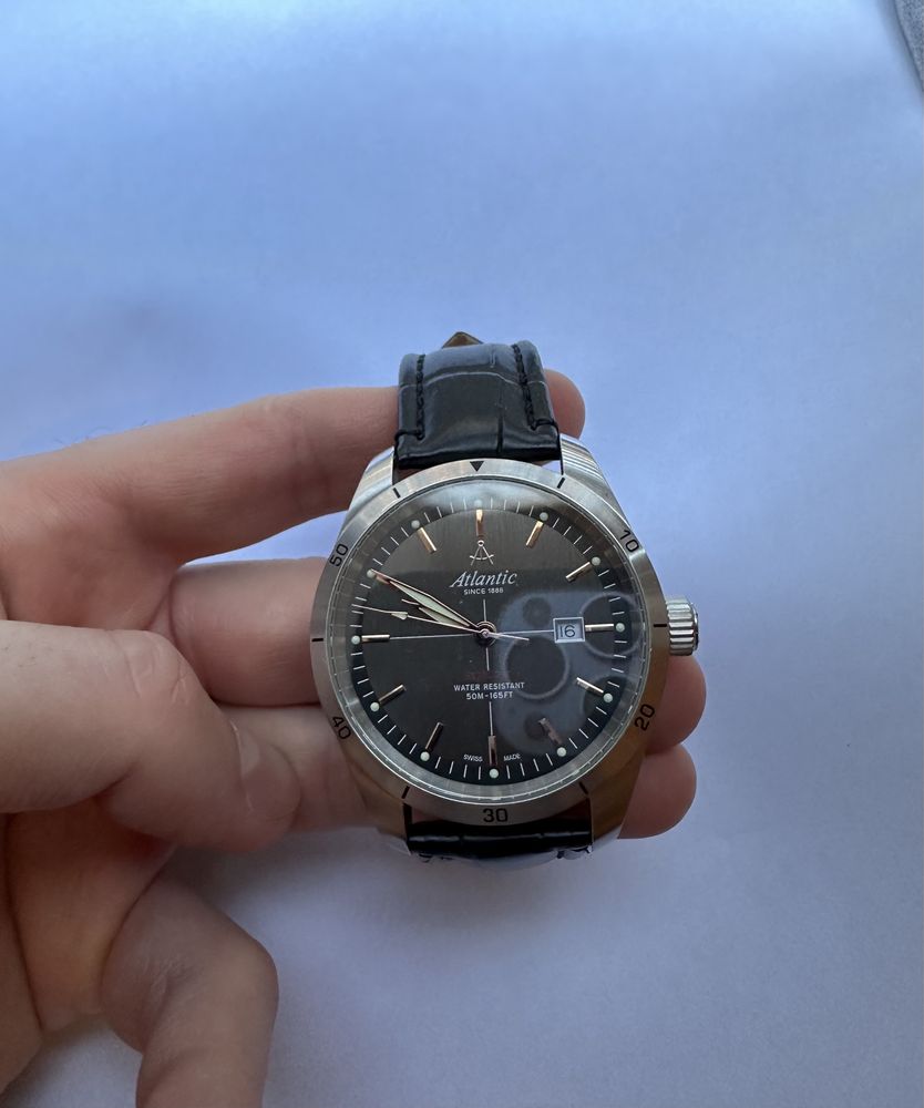 Наручний швейцарський годинник  ATLANTIC SEAFLIGHT у від. ст, ремінець