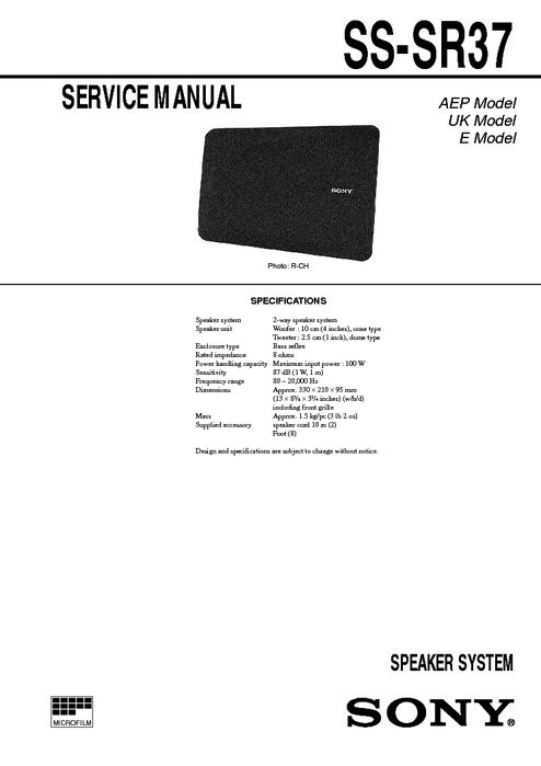 Coluna sony SS SR-37