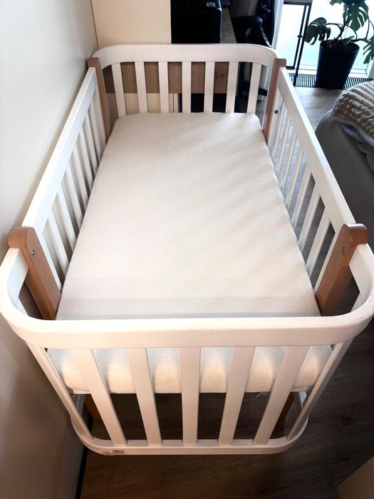 Ліжечко Верес Монако Білий-Дерево Маятник і колеса, матрац, бортики