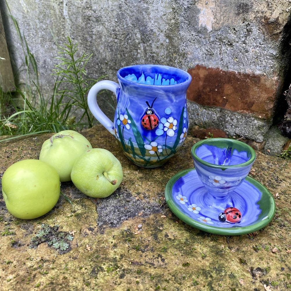 Cudny zestaw ceramiczny kubek i świecznik
