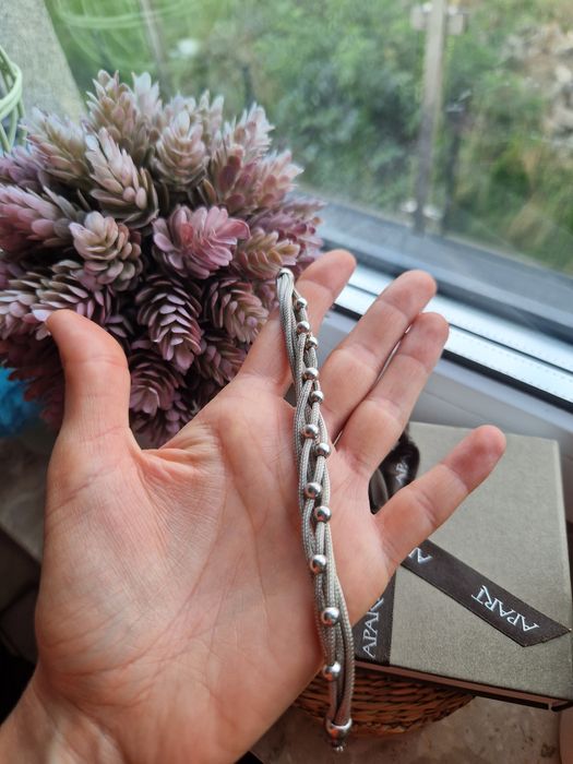 Nowa bransoletka Srebrna Apart szeroka solidna lancuch kulki kuleczki