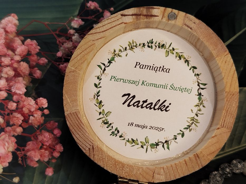 Bransoletka RÓŻANIEC Lawa wulkaniczna pamiątka komunijna