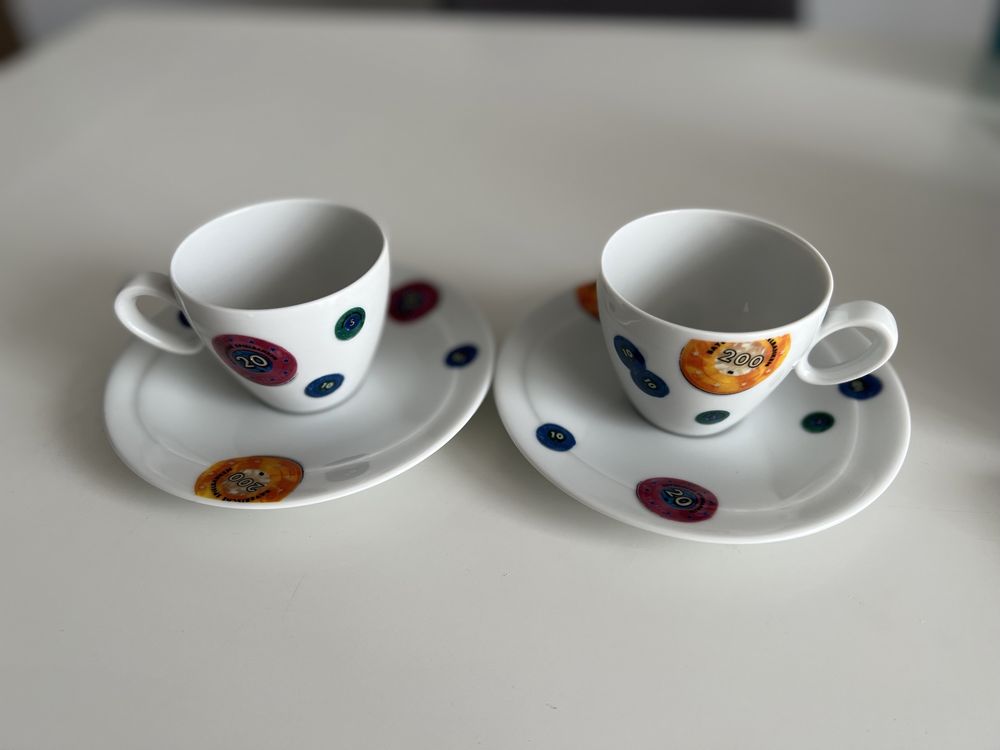 Dwie filiżanki do espresso z talerzykami porcelana Seltman Weiden