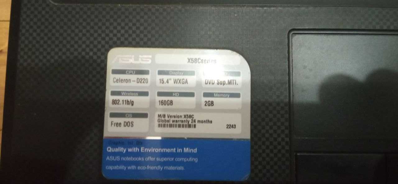 Ноутбук ASUS X58C series б/у