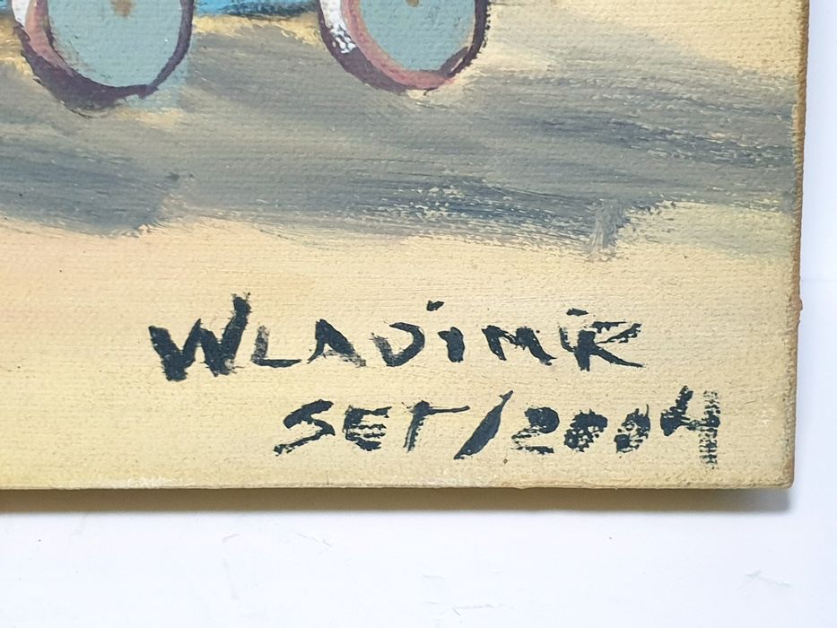 Amorosa pintura "urso teddy" em óleo sobre tela - assinada