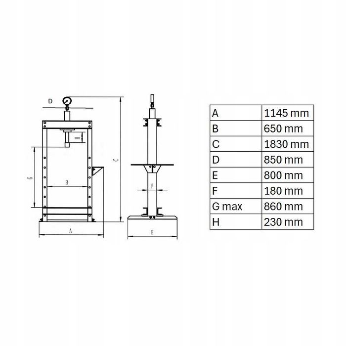 Prasa hydrauliczna 50 Ton Rooks 50ton new