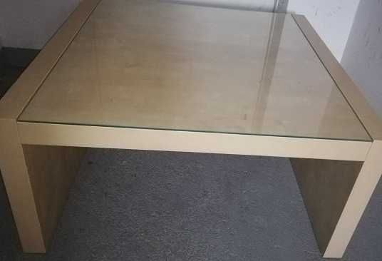 Ikea stolik kawowy z szybą 78 cmx78 cm ; wys: 38 cm;  kolor brzoza