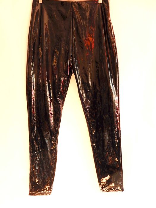 Spodnie lateksowe czarne proste wysoki stan New Look 42 XL