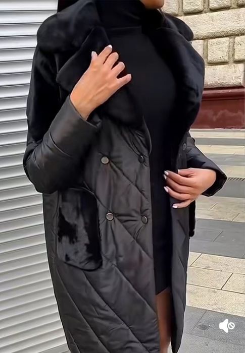 Плащ куртка пальто зимове з хутром розмір 52-54 XXL