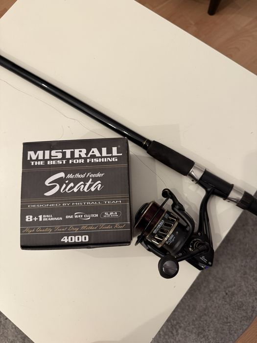 wędka feeder mikado golden lion + kołowrotek mistrall sicata feeder