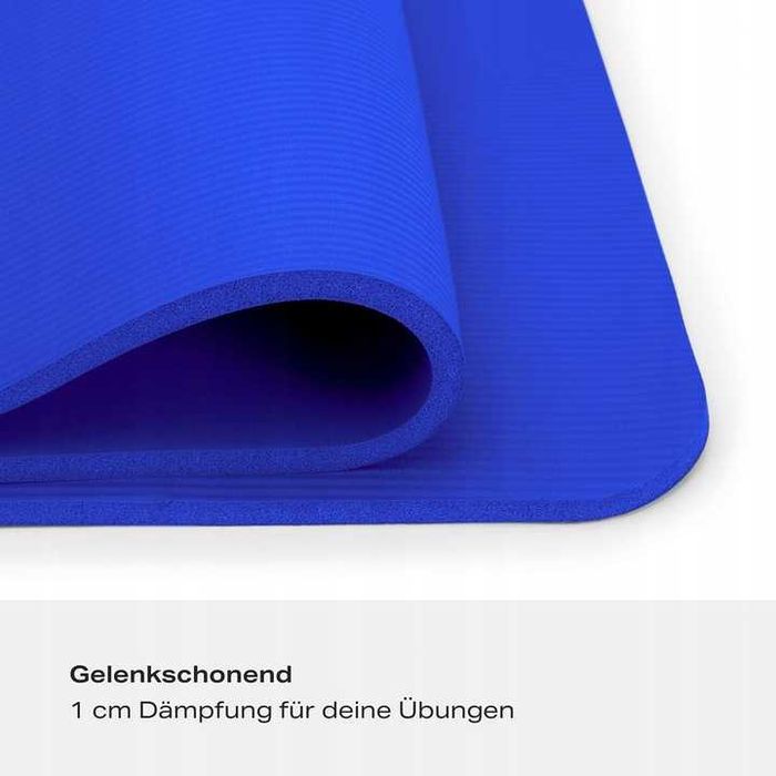 POWRX – Mata do ćwiczeń 183x60x1 cm, ciemnoniebieska + torba i pasek
