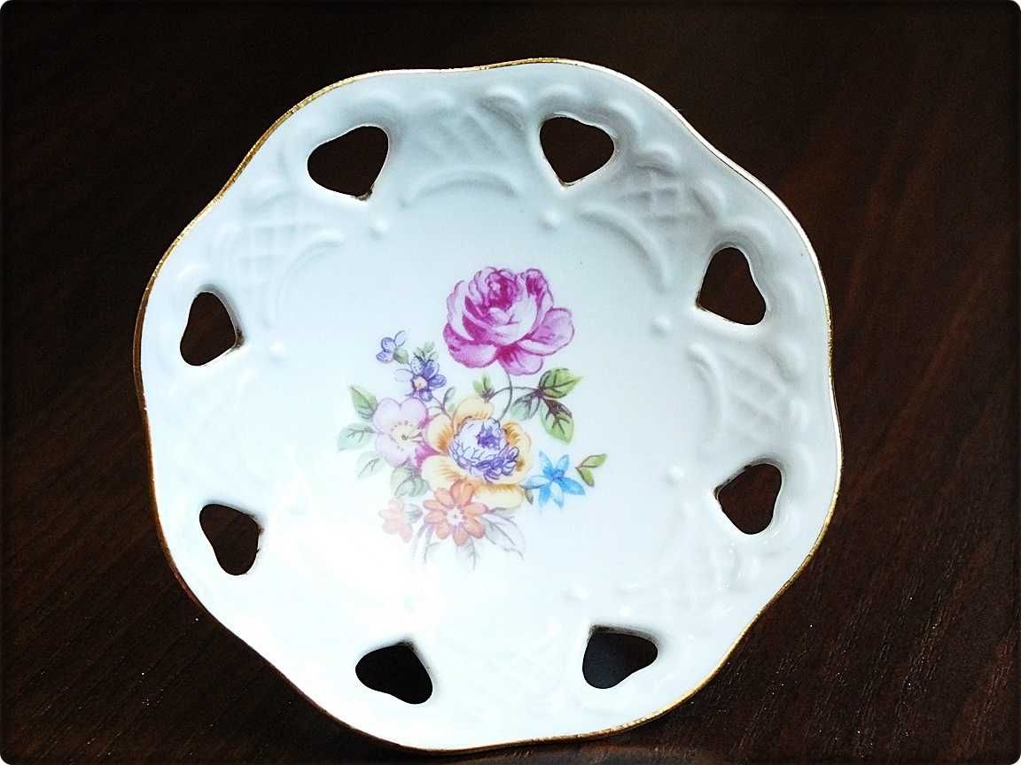 Mini Patera na nóżce Porcelana Kolekcjonerska Sygn.1877 GDR IGŁA !