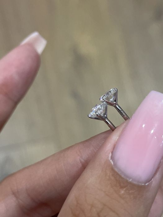 Серьги - гвоздики в золоте 585, муассанит 0.50ct GRA