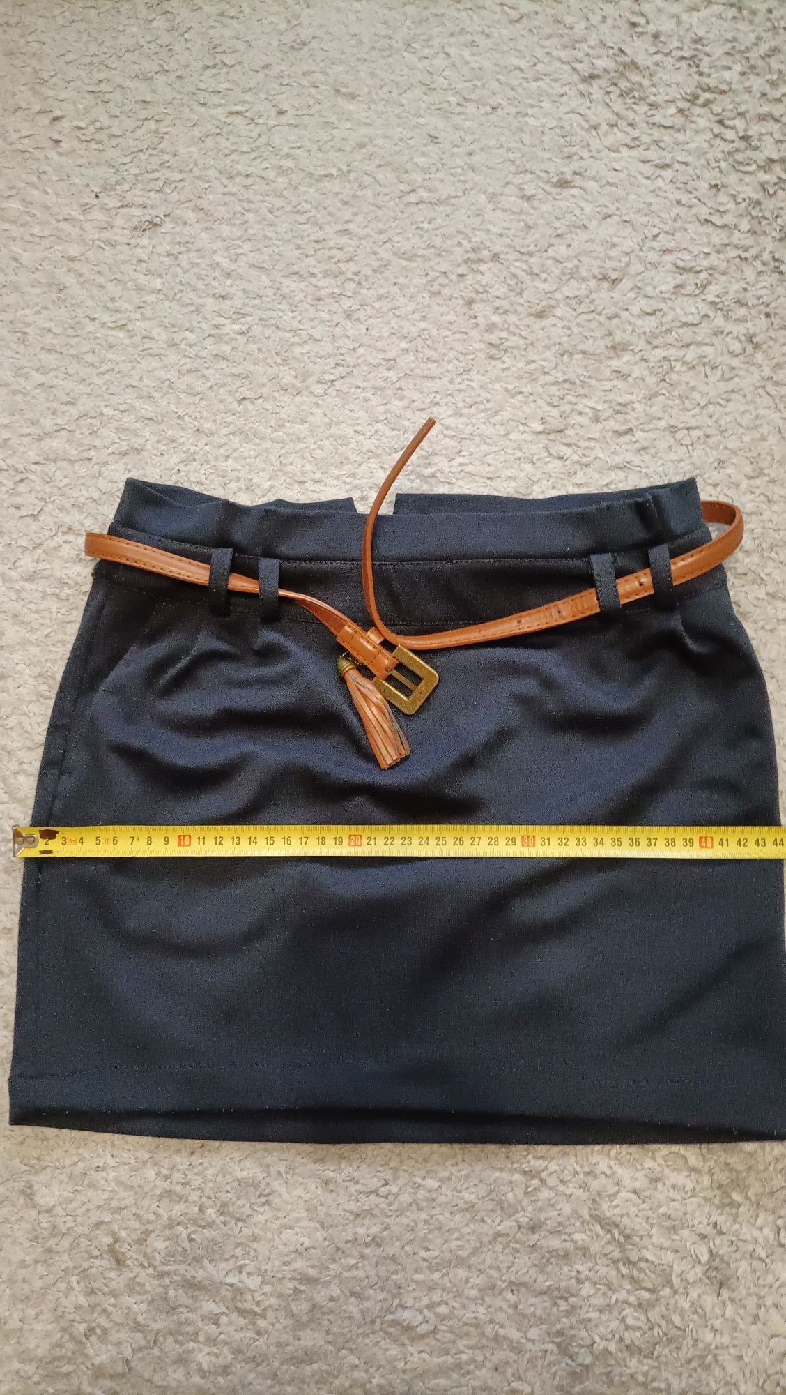Spódnica mini z paskiem granatowa  RESERVED 34