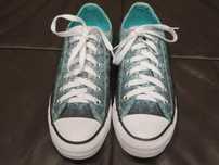 Converse CHUCK TAYLOR STAR OX- czarne, krótkie, zielone w kropki