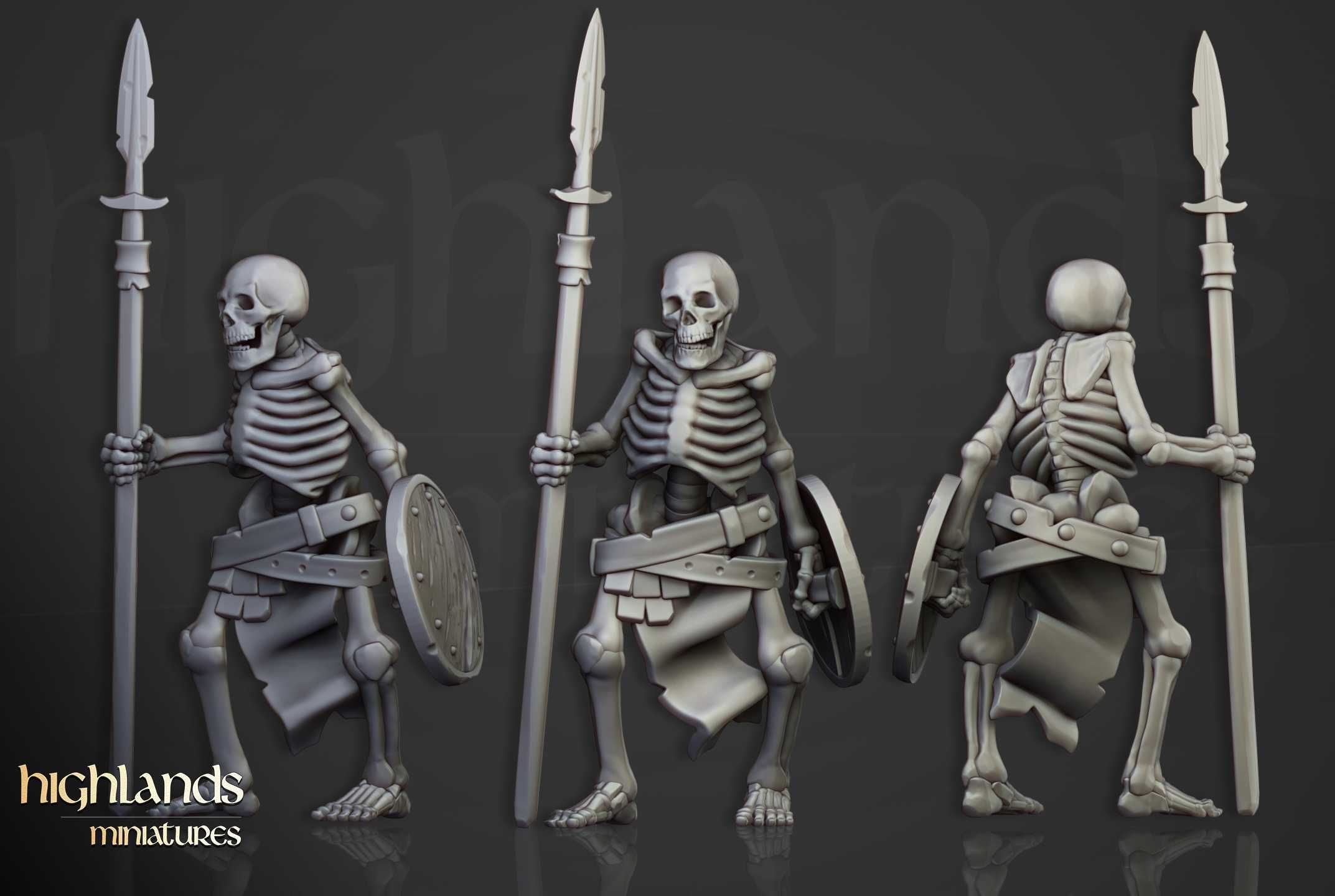 Skeleton Warriors with Spears - WFB ToW AoS - Highlands x10