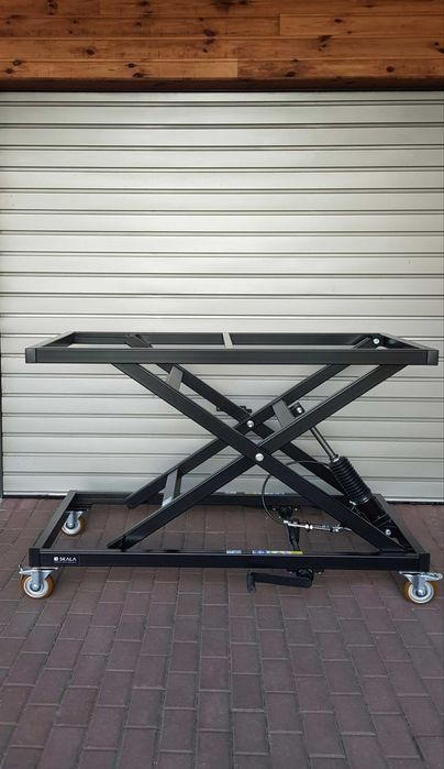 Stół roboczy warsztatowy, nożycowy DUO - pedały po bokach