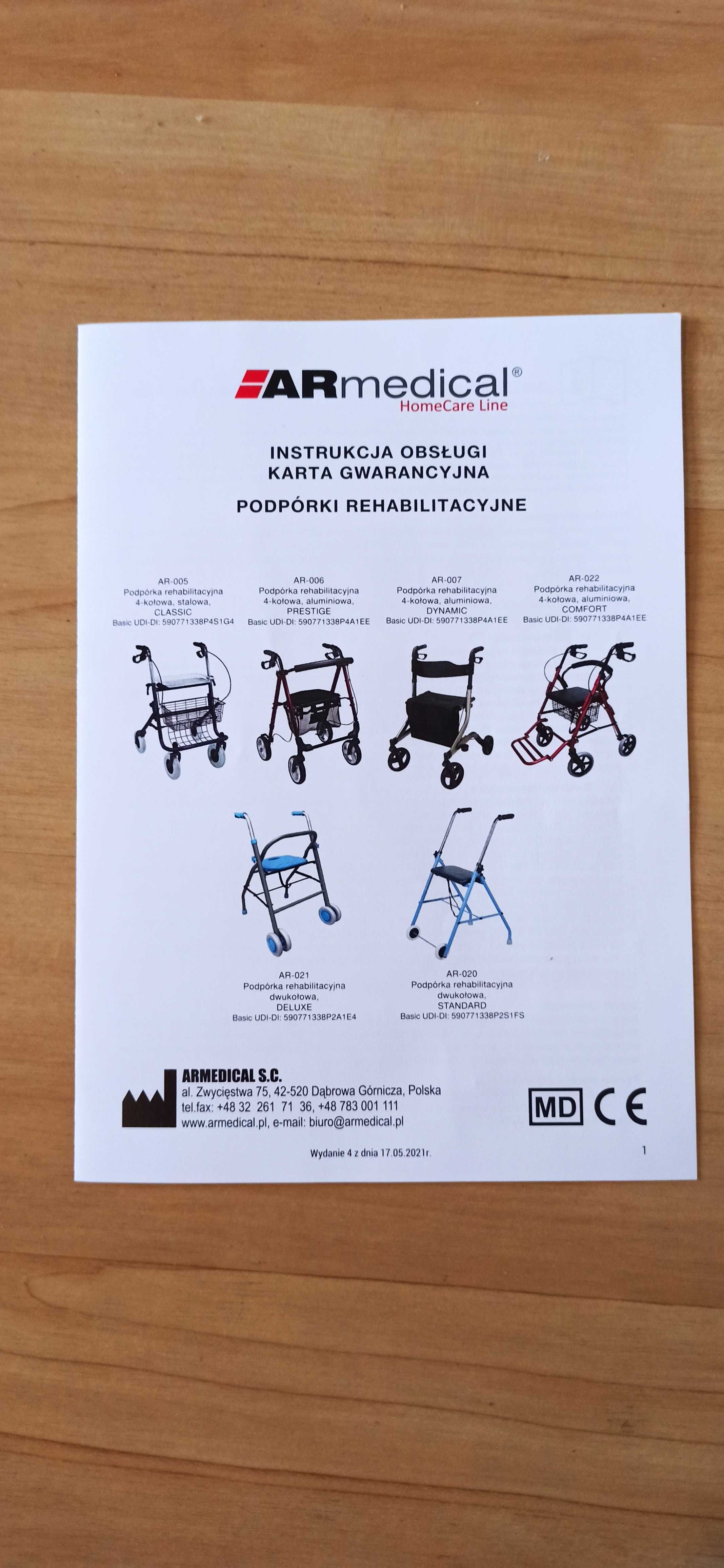 Balkonik podpórka rehabilitacyjna – aluminiowa. COMFORT AR-022